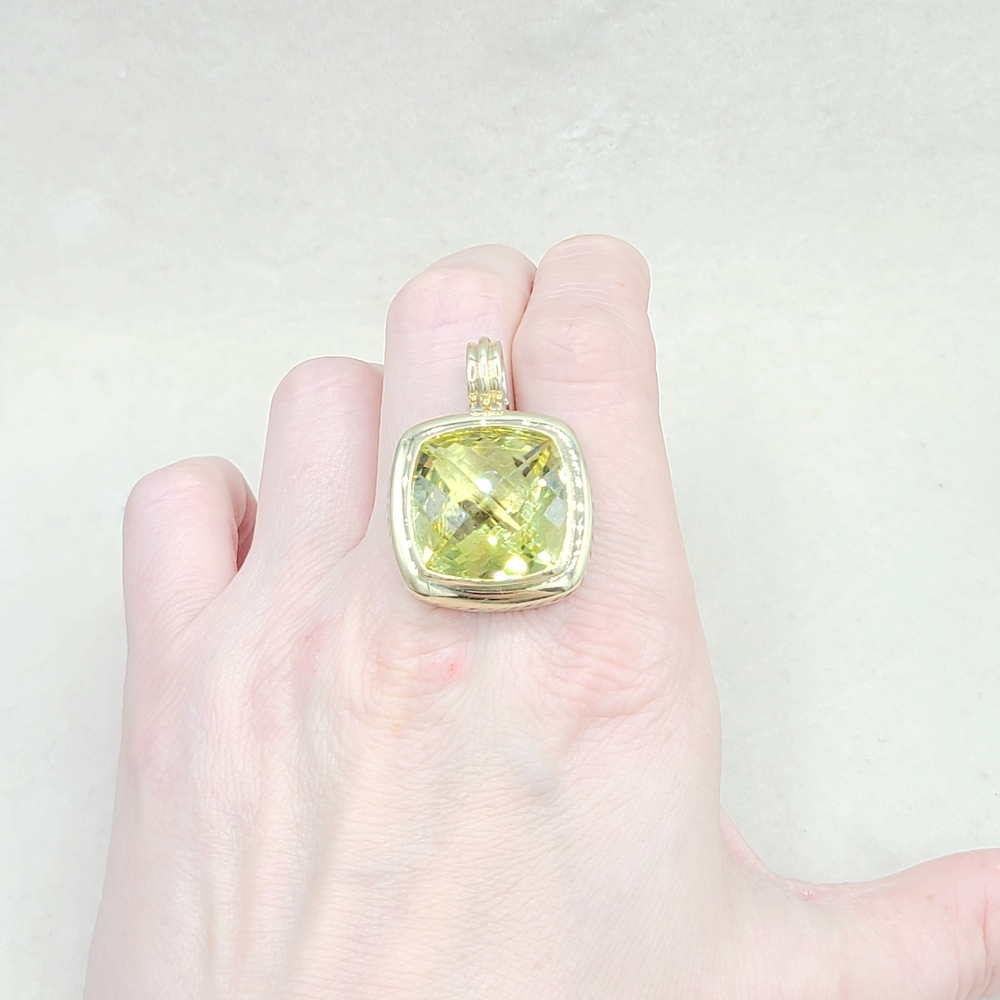 David Yurman Albion 20mm Lemon Citrine Pendant Enhancer With 18k Gold - Picture 7 of 7